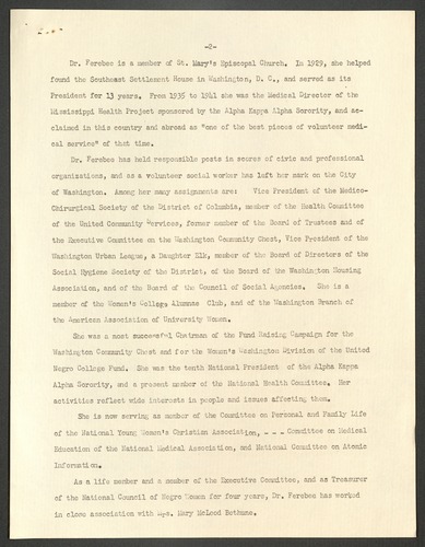 National Council of Negro Women, Programs, Press Releases, Lists, 1949