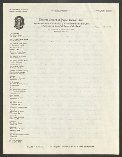 NCNW, meeting minutes, 1951