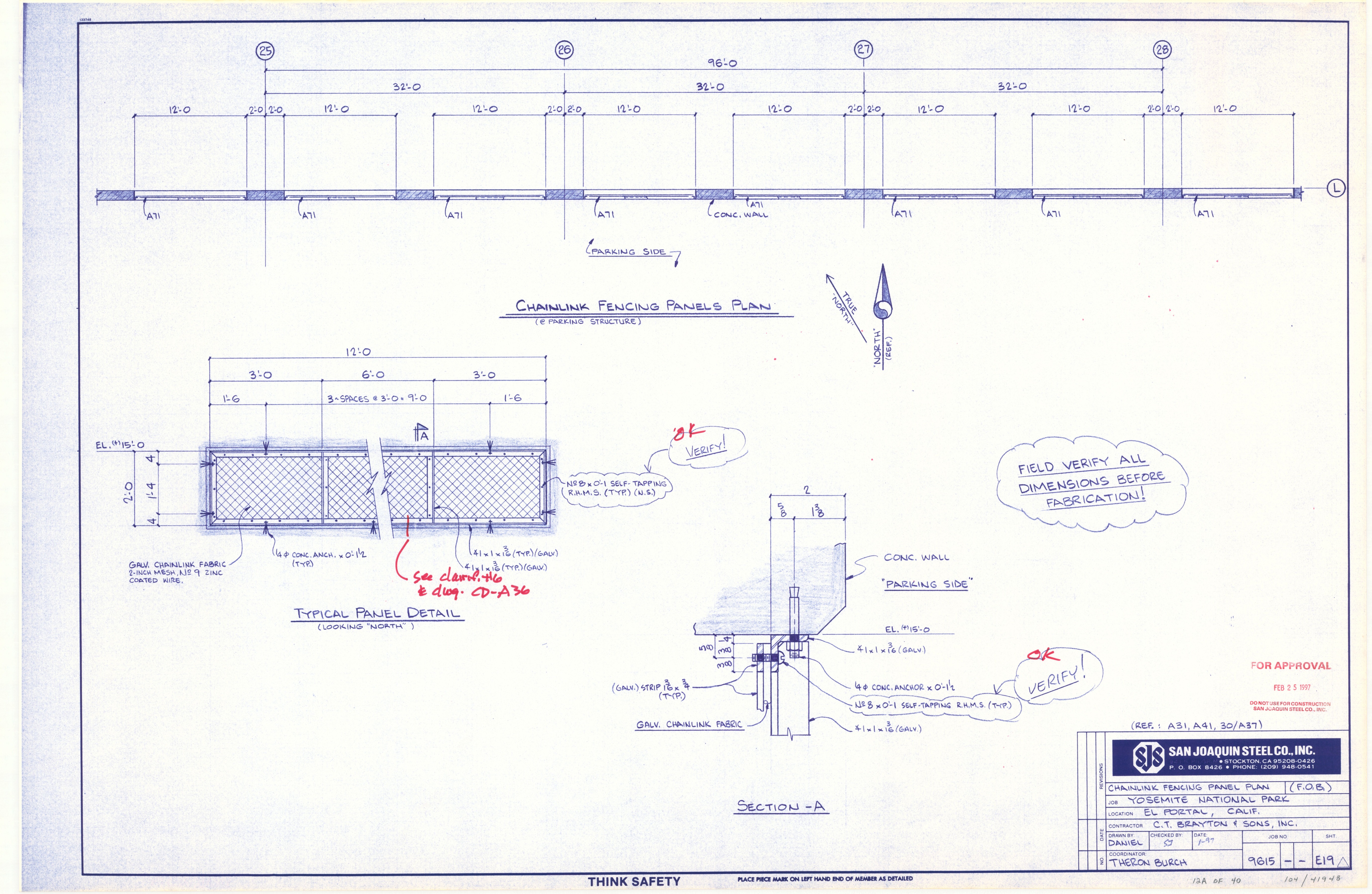 Chainlink Fencing Panel Plan Yosemite National Park
