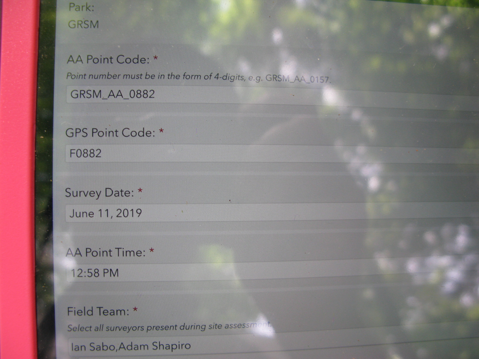 GRSM Accuracy Assessment. Plot Code: GRSM_AA_0882_1