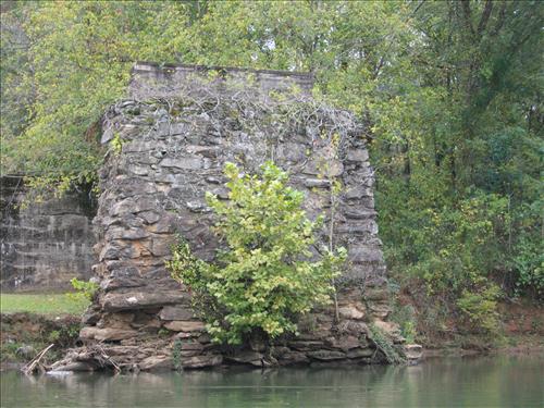 Images of the remnants of Miller Covered Bridge at Horseshoe Bend NMP in October 2007