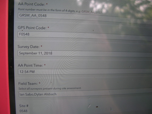 GRSM Accuracy Assessment. Plot Code: GRSM_AA_0548_1
