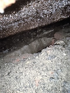 Hole where bricks have fallen out. Approximately 6" X 12" in size