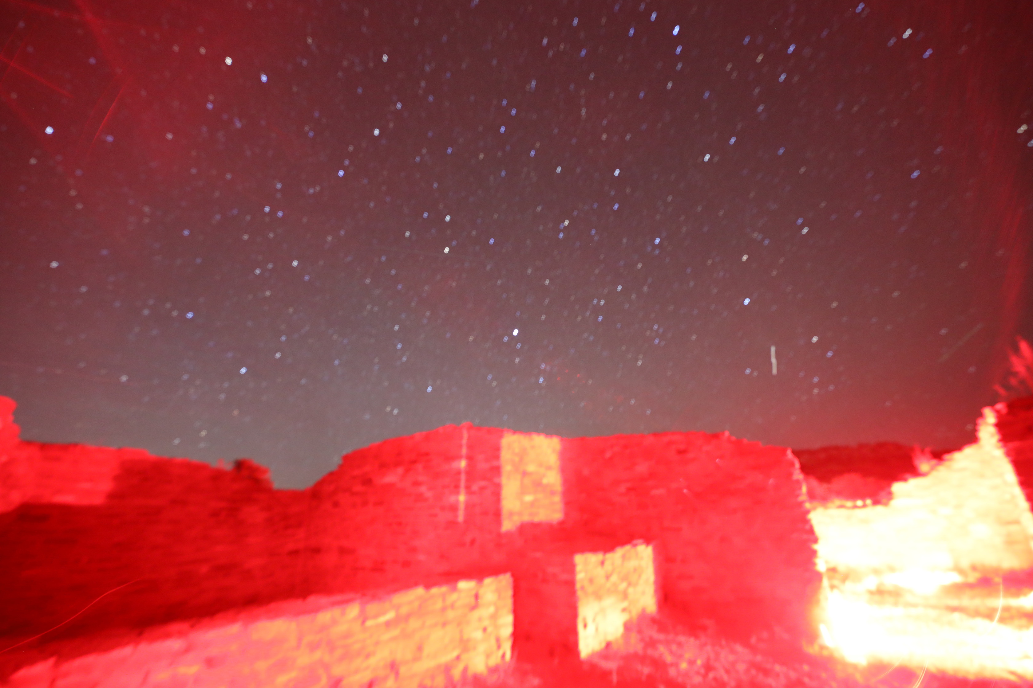 Nighttime Photography of the mission ruins at the Abo site from a Dark Sky event.