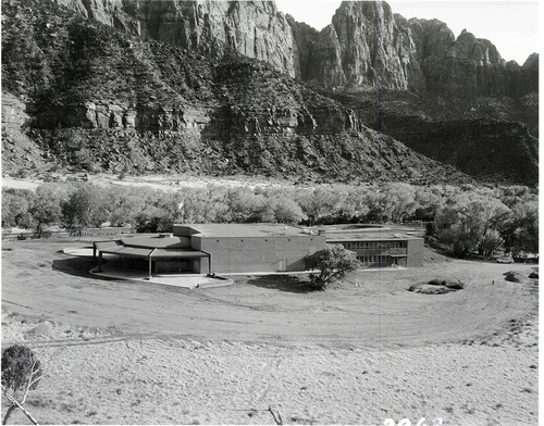 Mission 66 Visitor Center and Museum- general view before landscaping grounds.