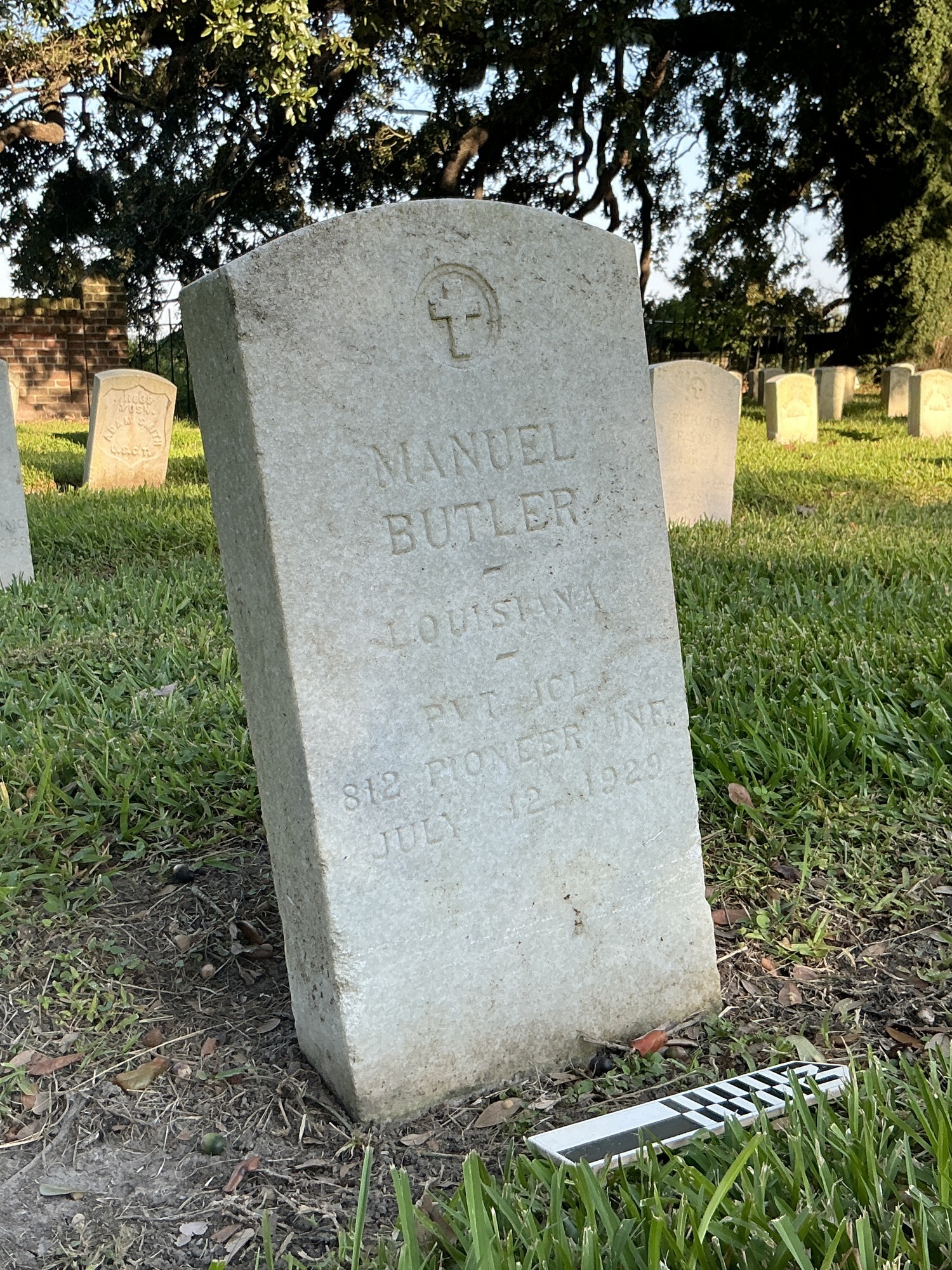Extra image of upright marble headstone with flat face.