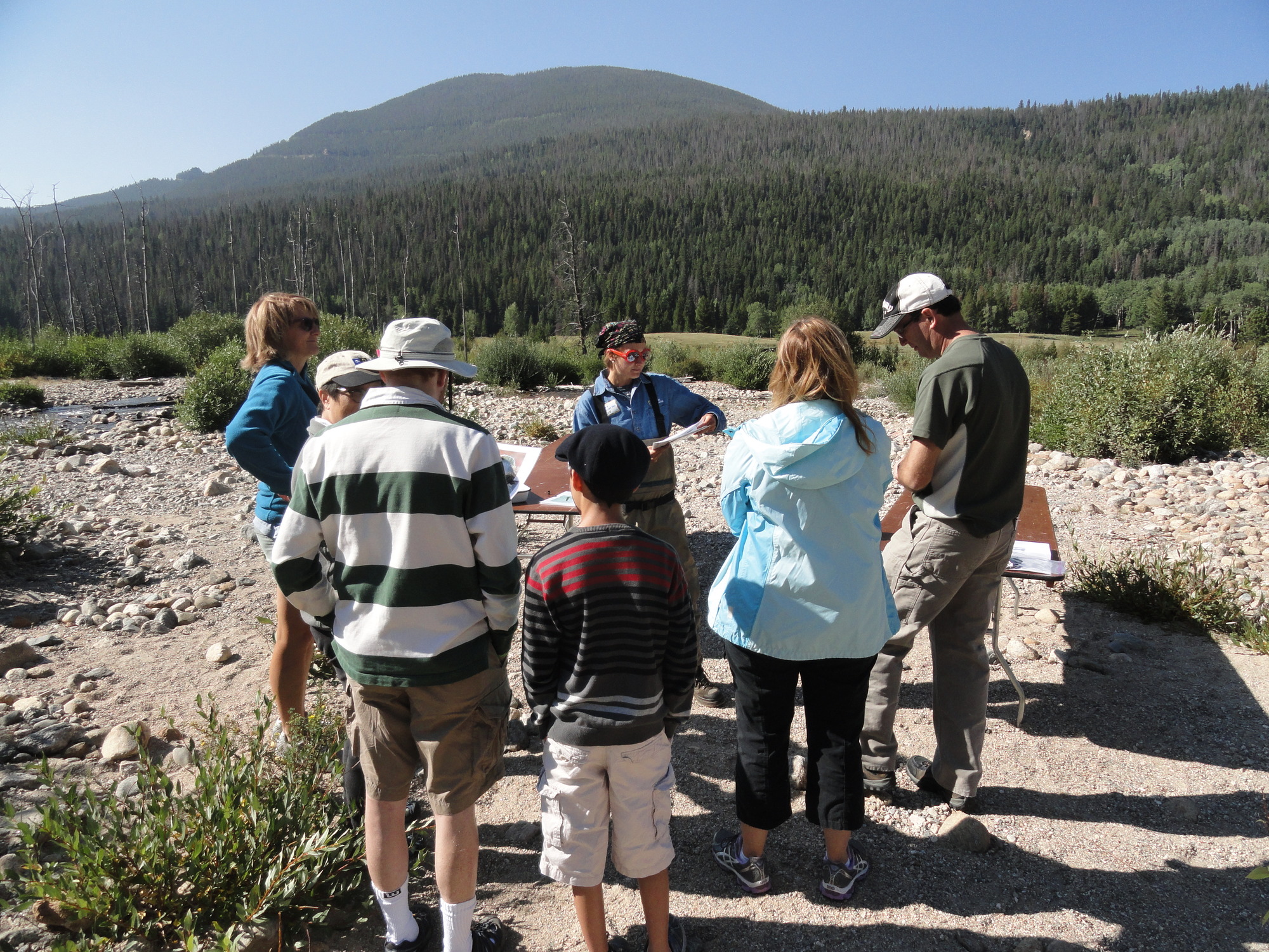 Participants learn from a speaker in Rocky Mountain National Park. NPS photo.