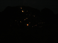 View of the fire at night.