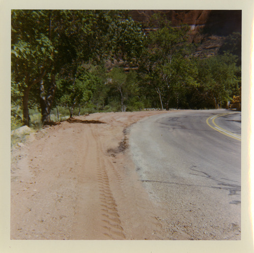 Shoulder along route 2 parking areas during work.