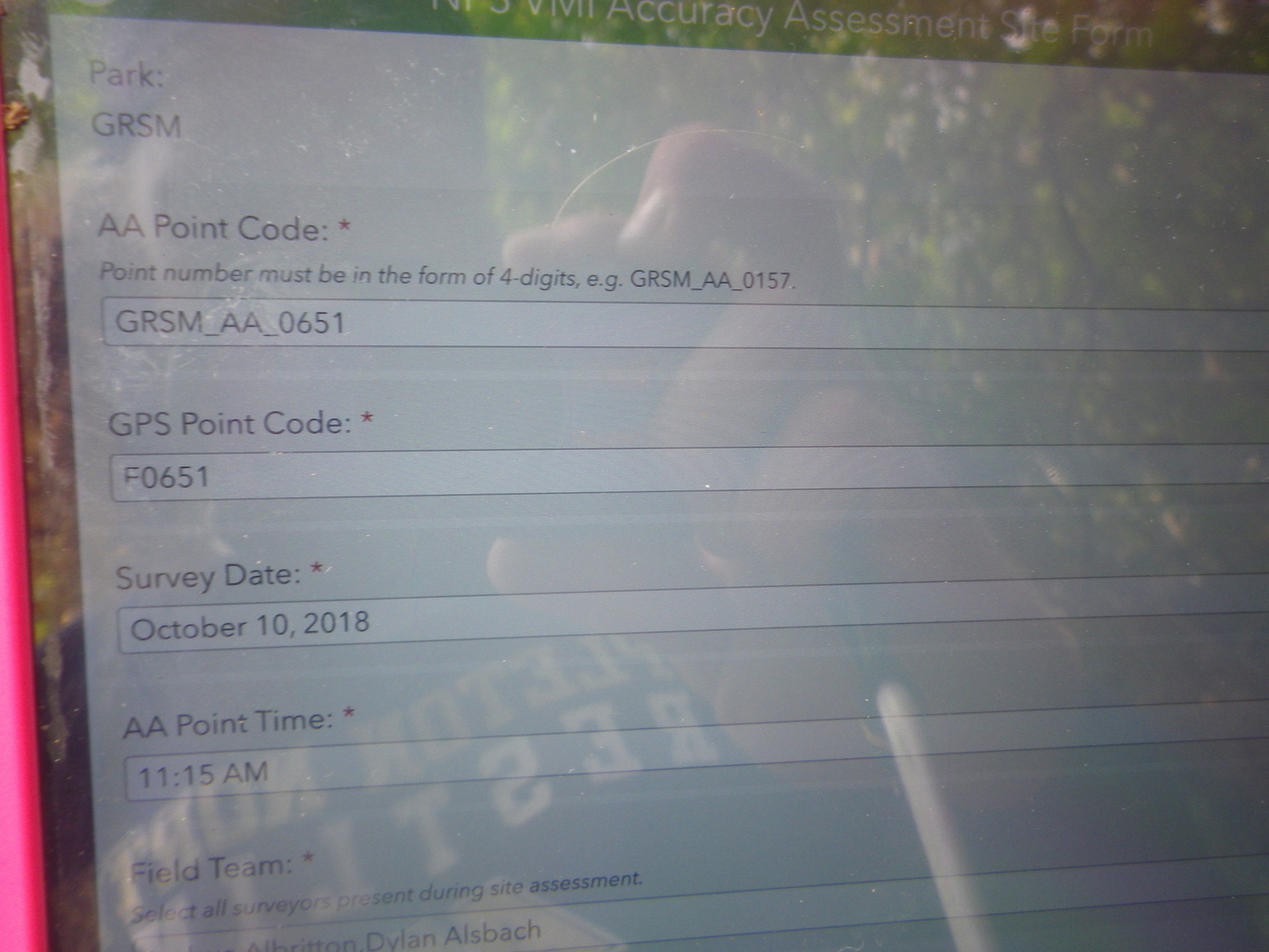 GRSM Accuracy Assessment. Plot Code: GRSM_AA_0651_1