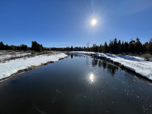Madison River near West Yellowstone, MT looking upstream on March 18, 2024.