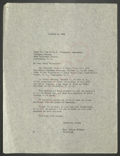 Correspondence, October - December 1944