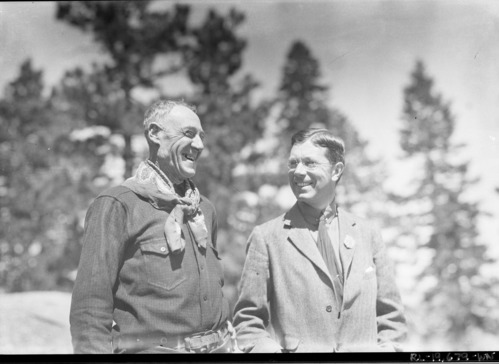 Jim Barnett (left) and Crown Prince Gustaf Adolf of Sweden during his visit to Yosemite. See also RL-19,678.