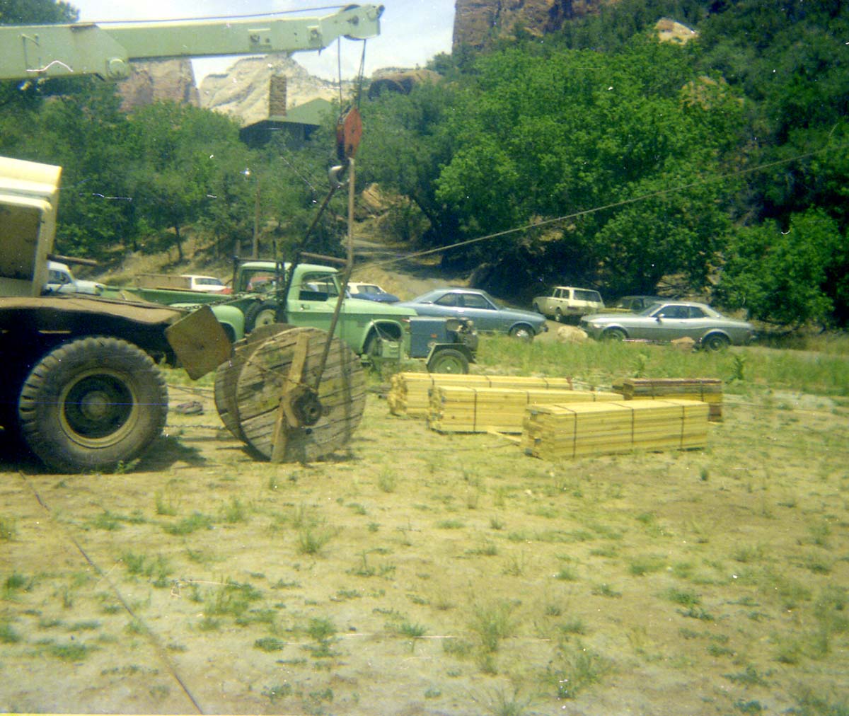The Temple of Sinawava spring project - scaffolding construction and use.