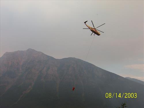 Helicopters used during Robert Fire, Glacier National Park 2003