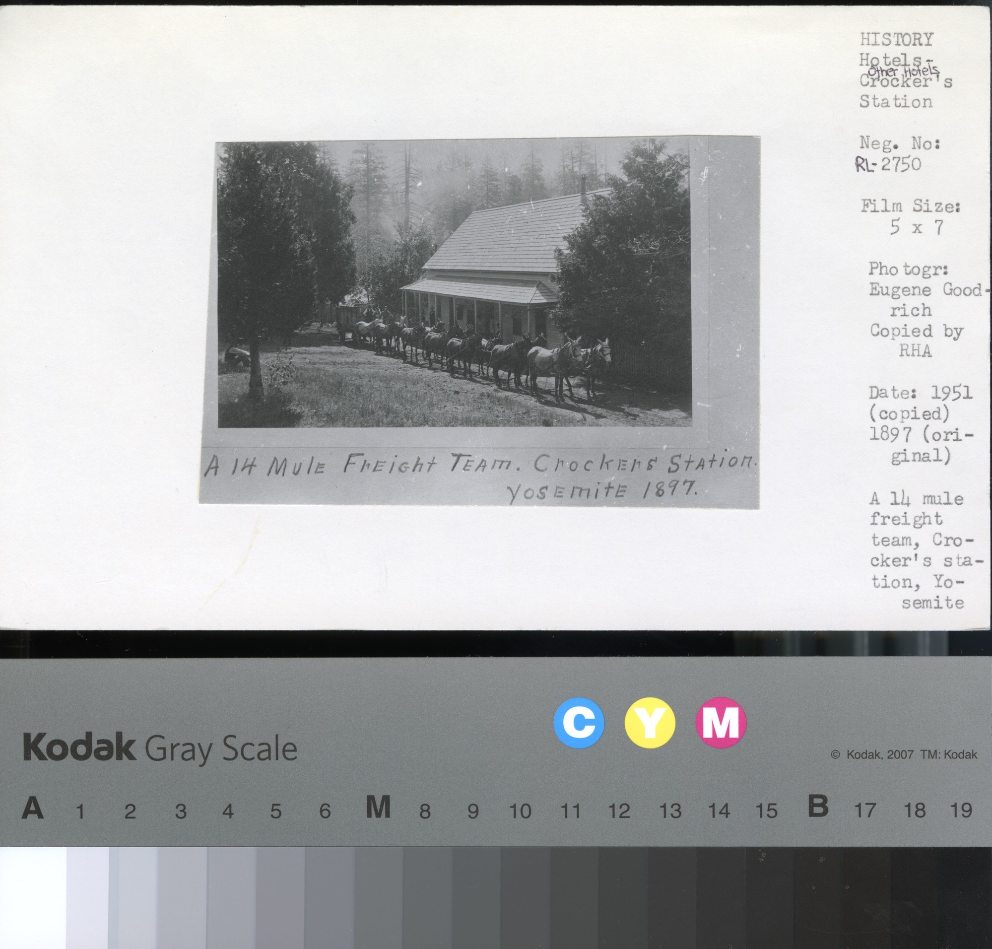 A 14 mile freight team, Crocker's station, Yosemite. copied by Ralph H. Anderson,  copied 1951