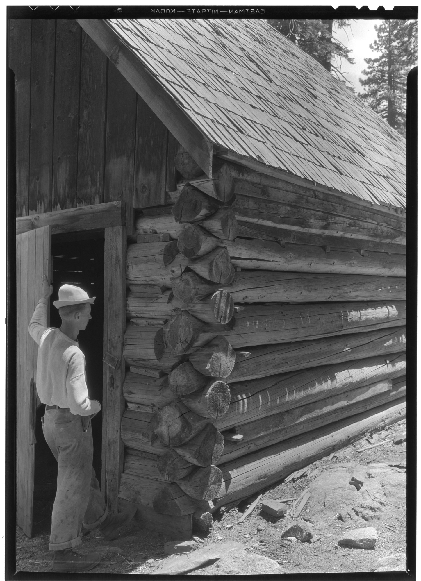 Glacier Point barn, showing closeup of the corner.