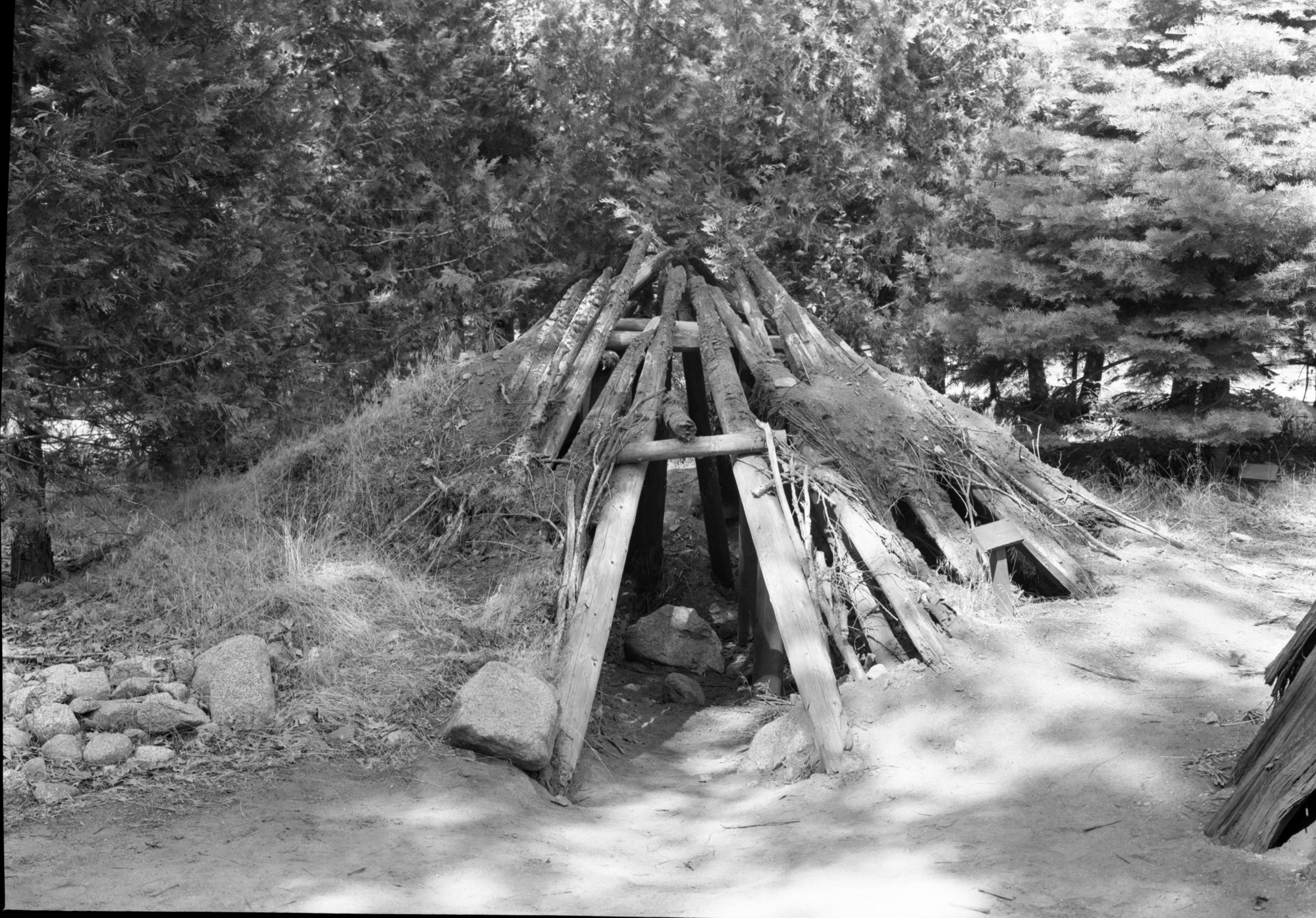 Indian sweathouse back of museum showing disrepair