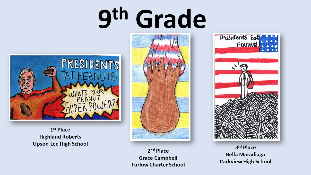 9th Grade Postcard Contest Winner 2018. Pictures of first, second, and third place postcards