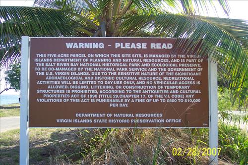 Columbus landing and ball court site at Salt River Bay National Historical Park and Ecological Preserve in February 2007