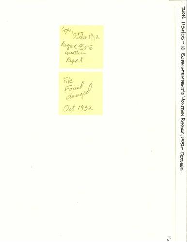 ZION 5087 Superintendents Monthly Report 1932 10