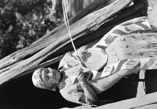 Lucy Telles demonstrating in Indian Village, Yosemite.