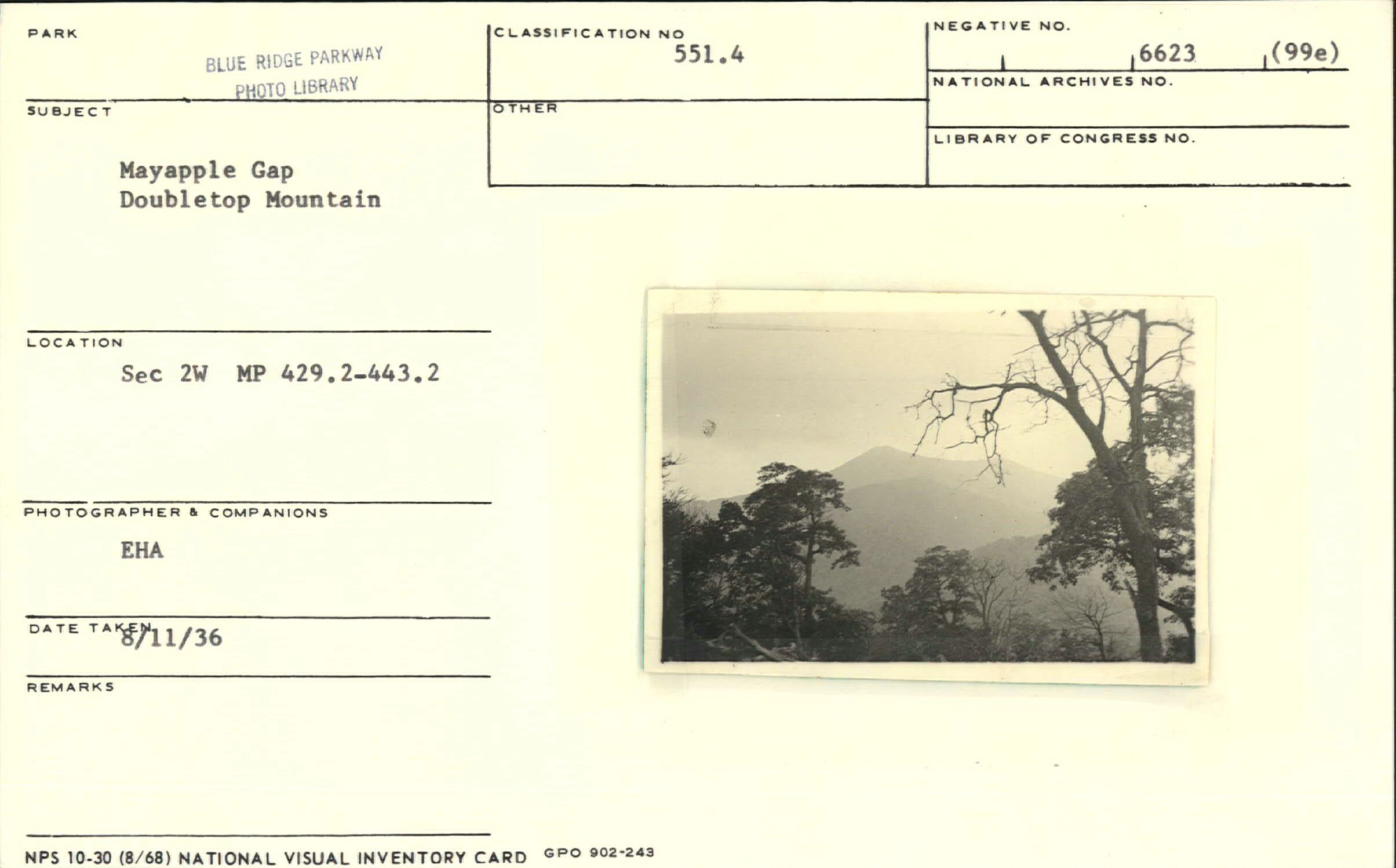 Mayapple Gap and Doubletop Mountain