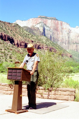 Color Photos of the parks 72nd anniversary celebrations- cake cutting, barbecue, speakers.