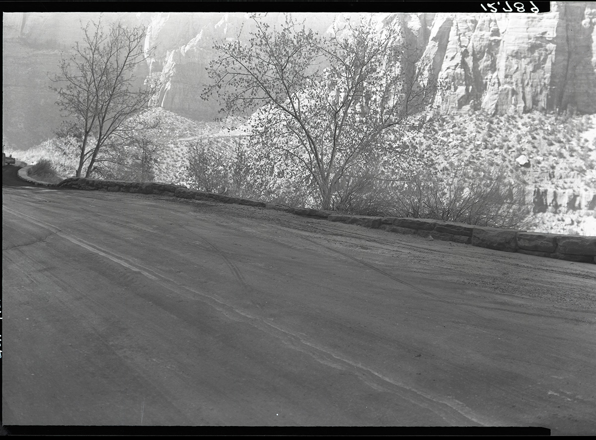 Sunken guard wall below tunnel.