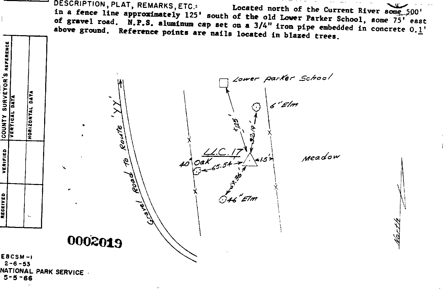 00002019 Survey Monumentation Sketch