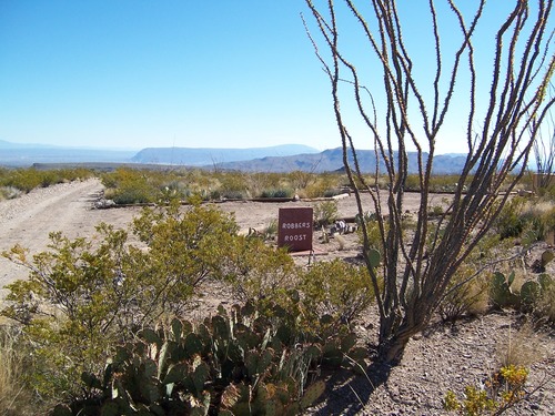 Campsite sign at Robber's Roost; looking to the south.