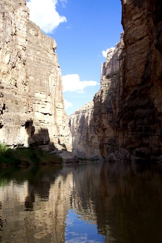 A view of Santa Elena Canyon from a canoe.