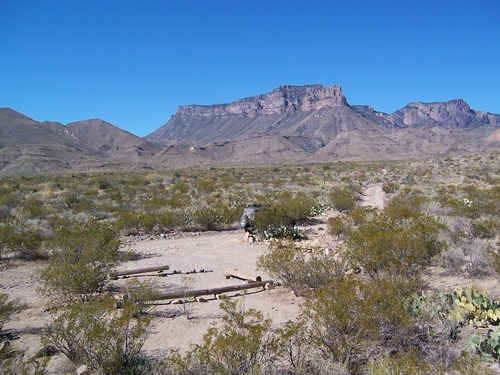 Photograph of campsite and nearby scenery, looking to the northwest.