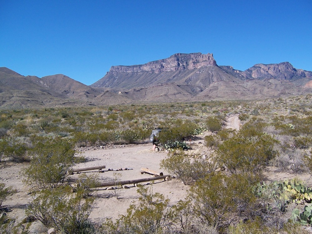 Photograph of campsite and nearby scenery, looking to the northwest.