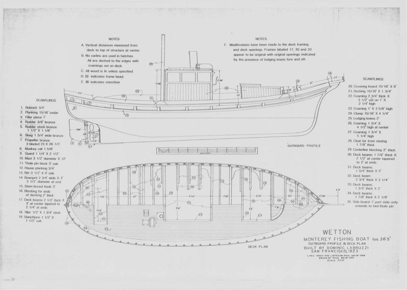 Monterey fishing boat : plans package : includes 3 original drawings.