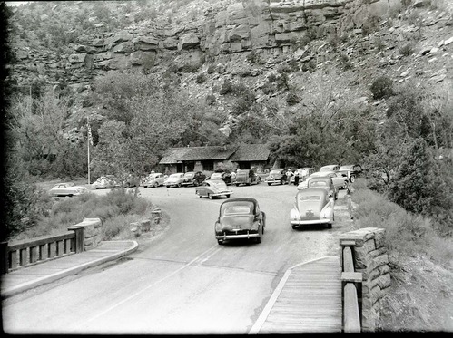 Parking area at Zion Museum and headquarters building.