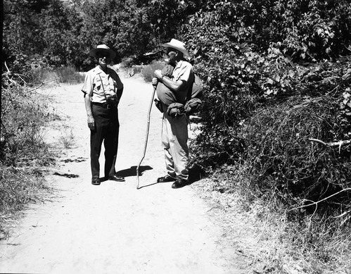 Superintendent Hamilton and Iron County Sheriff Fife at Temple of Sinawava, returning from hiking the Narrows.