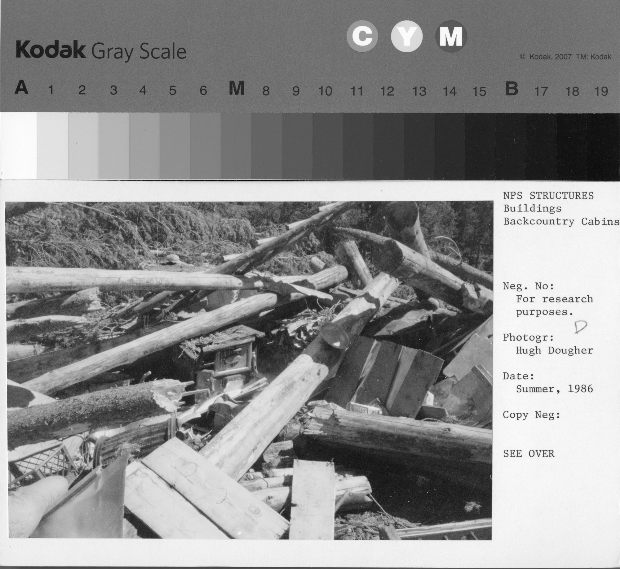 Damage done to the Wilma Lake cabin by the March 1986 storms and avalanche.