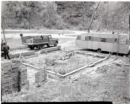 Start of construction of comfort station, Temple of Sinawava.