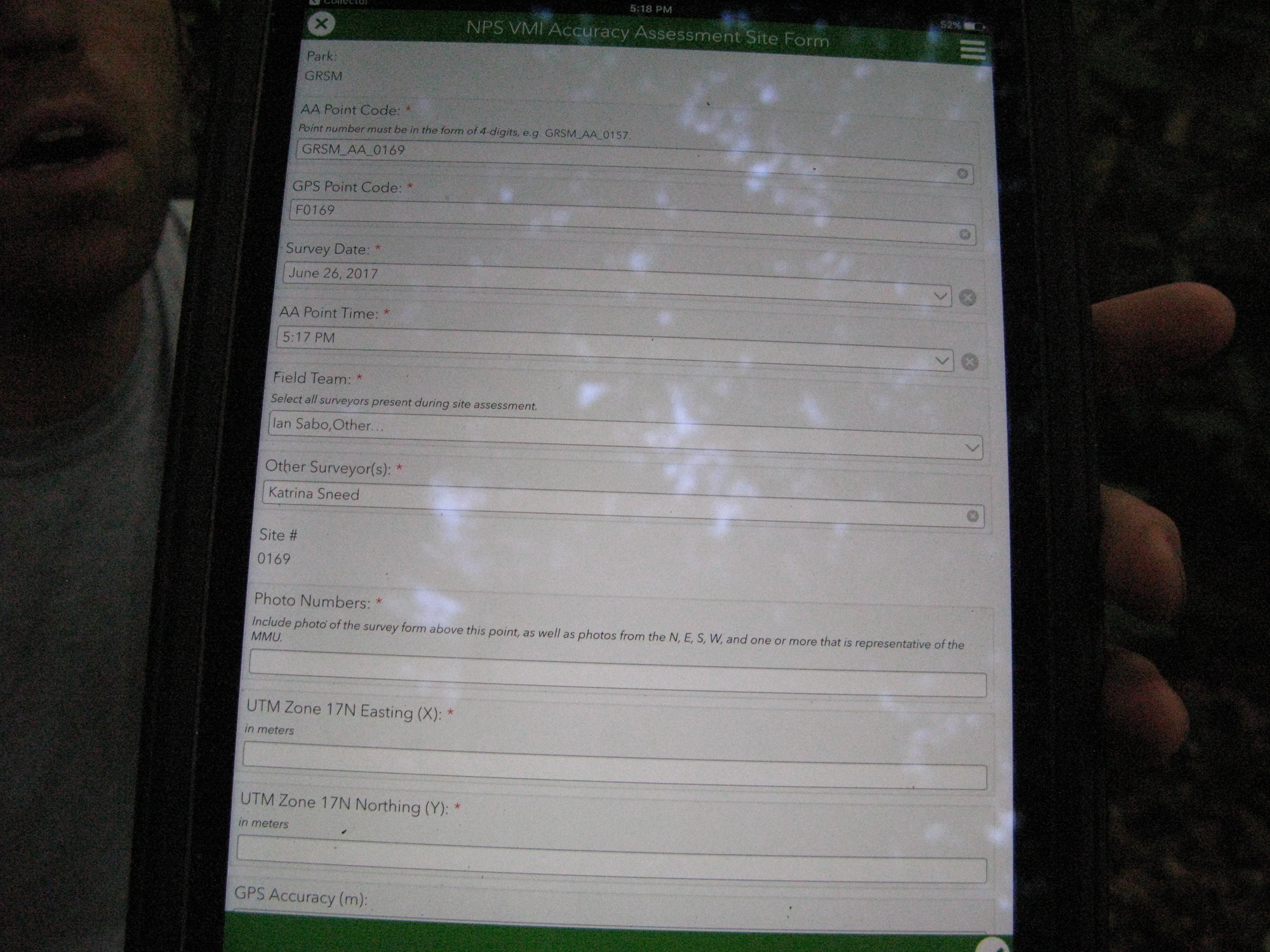 GRSM Accuracy Assessment. Plot Code: GRSM_AA_0169_1