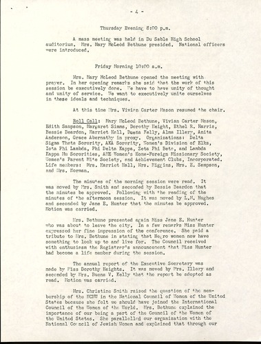 National Council of Negro Women Meeting Minutes