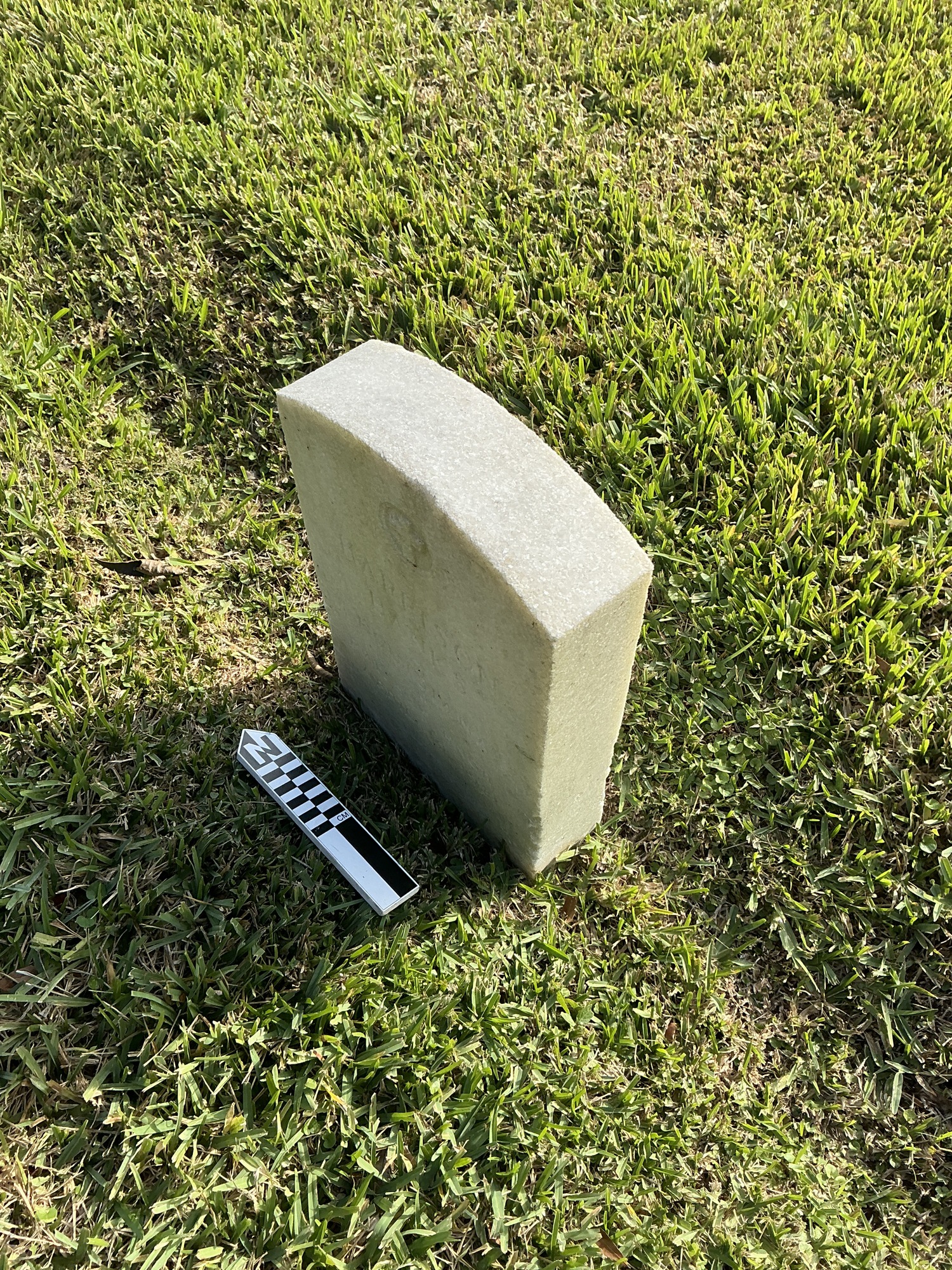 Extra image of upright marble headstone with flat face.