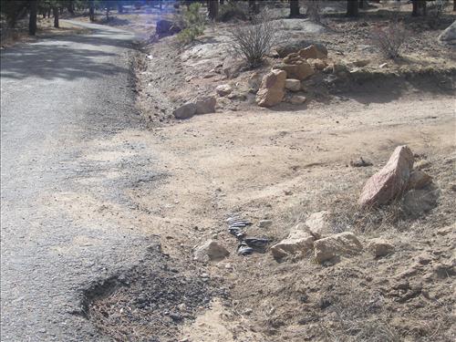 Condition of secondary roads ( High Drive, Twin Sisters, McGraw Ranch Road) in Rocky Mountain National Park prior to rehabiliation work March 2009.
