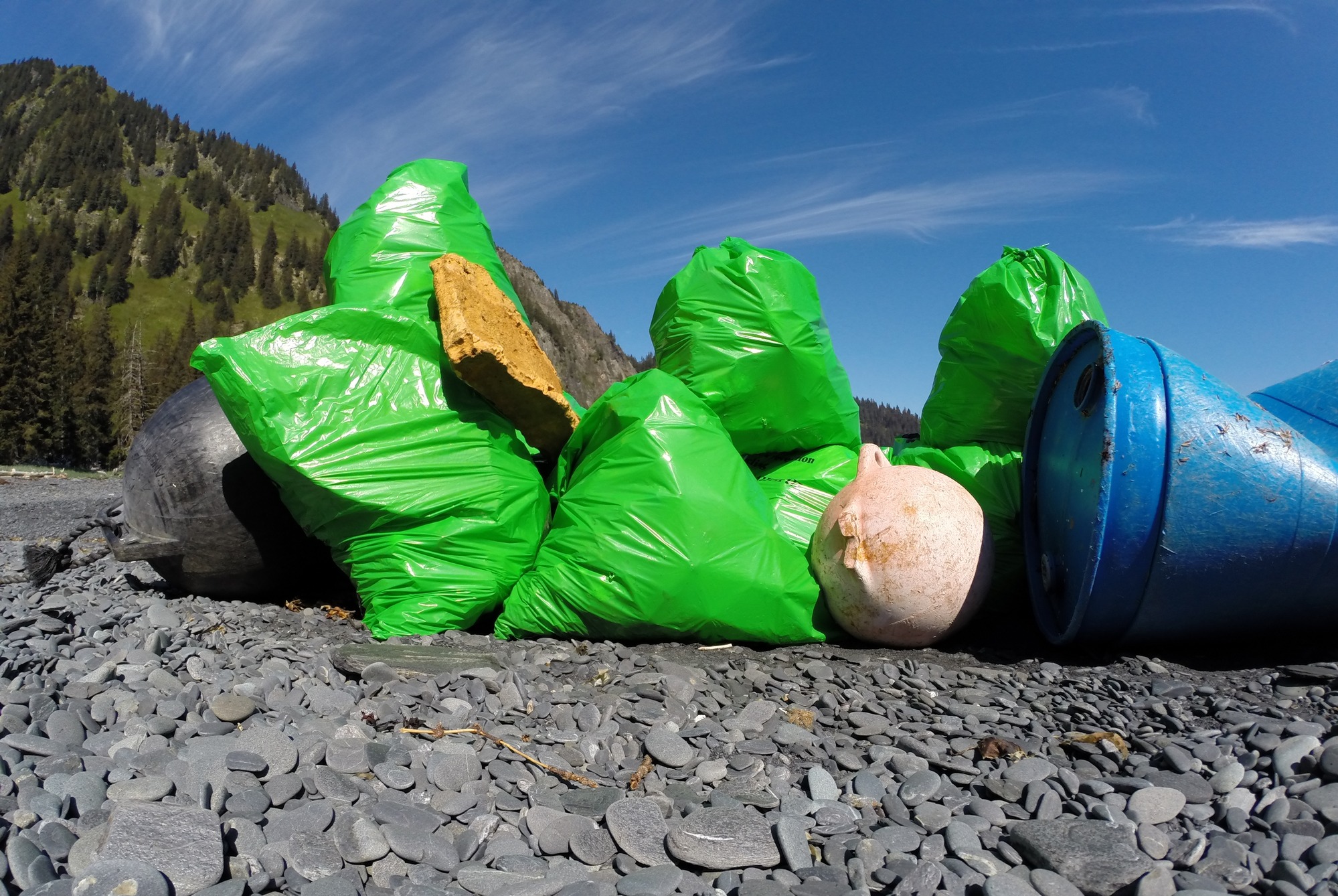 Some of the marine debris found during the beach cleanup at Spire Cove