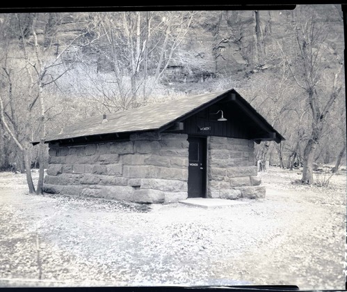 Comfort station, Building 130, after rehabilitation to front. Grotto Campground.