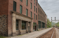 brick buildings along the RR tracks