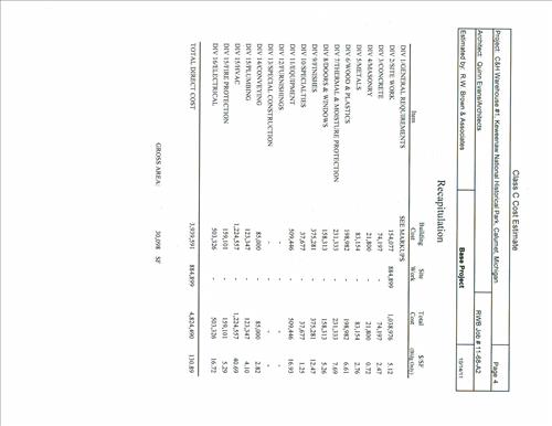 Class A Estimate C&H WH No. 1 Rehabilitation
