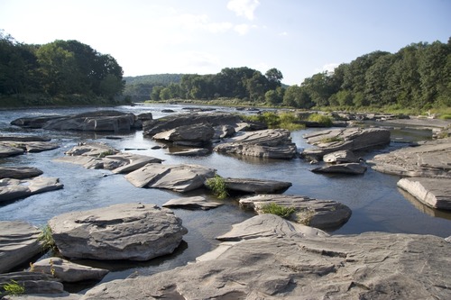 Delaware River rocky landscape.