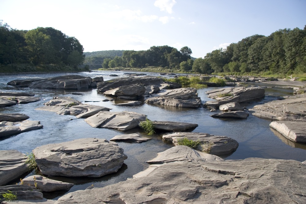Delaware River rocky landscape.