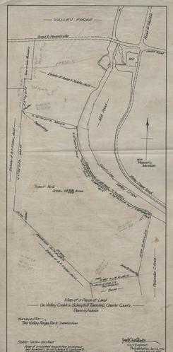 Map of a Piece of Land on Valley Creek in Schuylkill Township, Chester County, Pennsylvania.